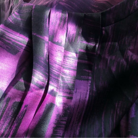 ANNE KLEIN 100% Silk Purple & Black Paint Brush Pattern Blouse – Women's Large - Picture 7 of 10